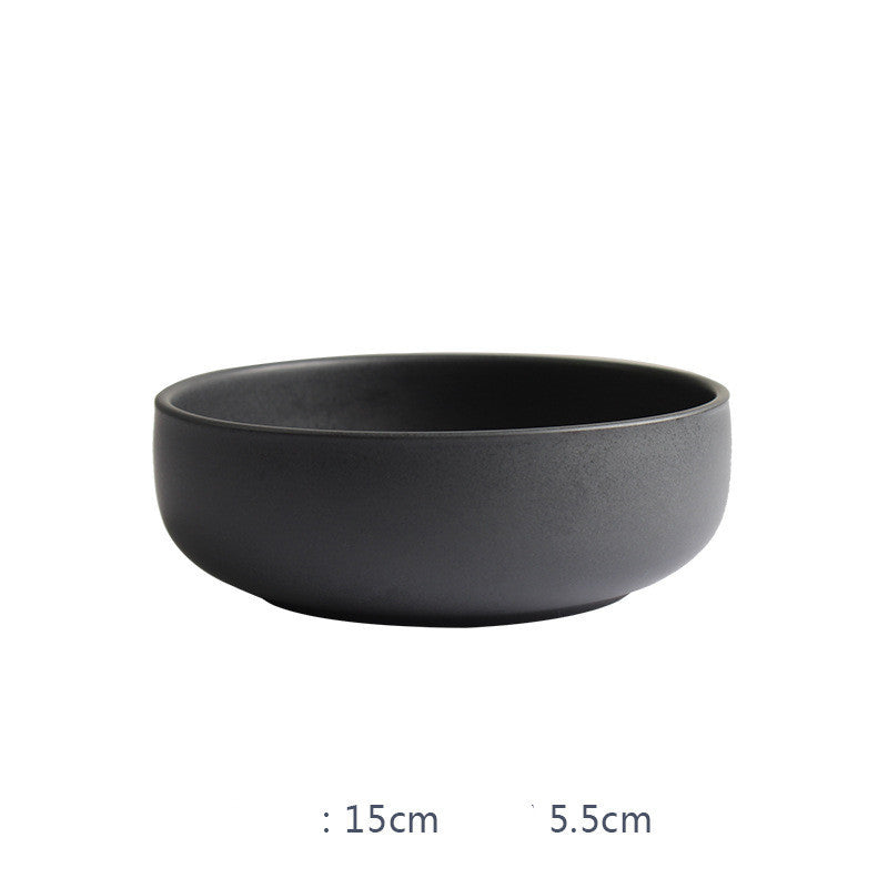 Nordic Ceramic Black Bowls and Plates