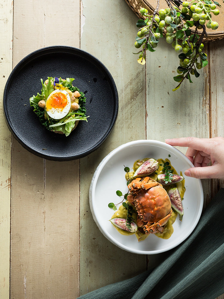 Stone Pattern Deep Tableware Ceramic Plate