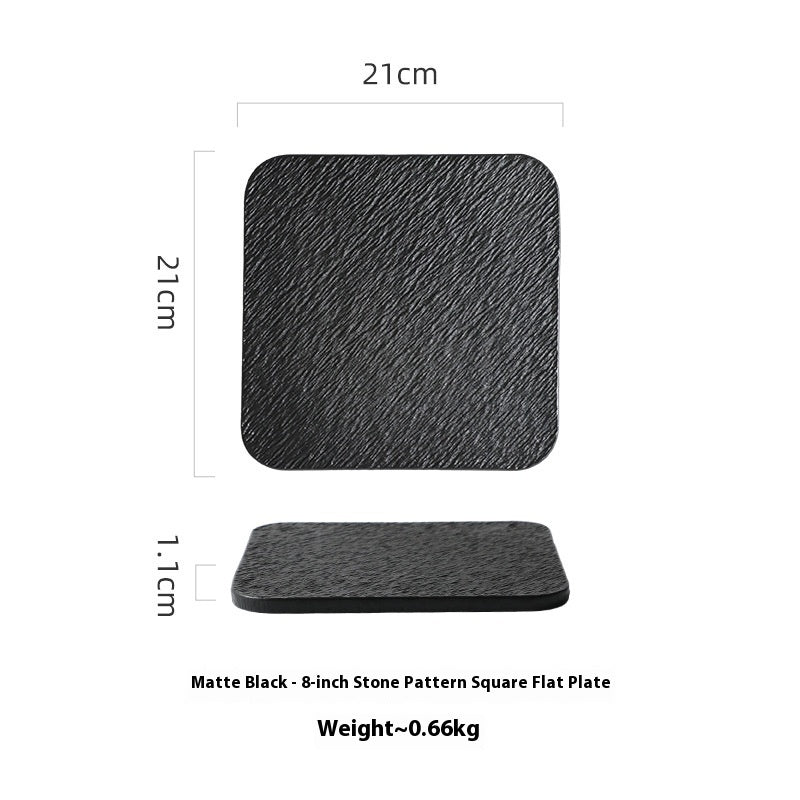 Solid Color Rock Pattern Ceramic Western Food Flat Plate