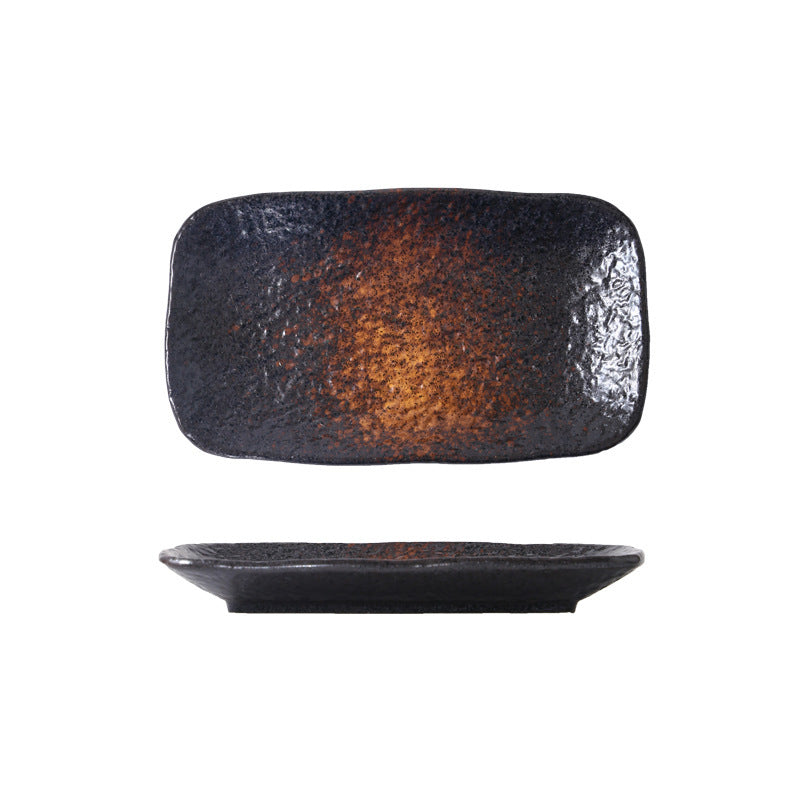 Ceramic Rectangular Stone Pattern Plate