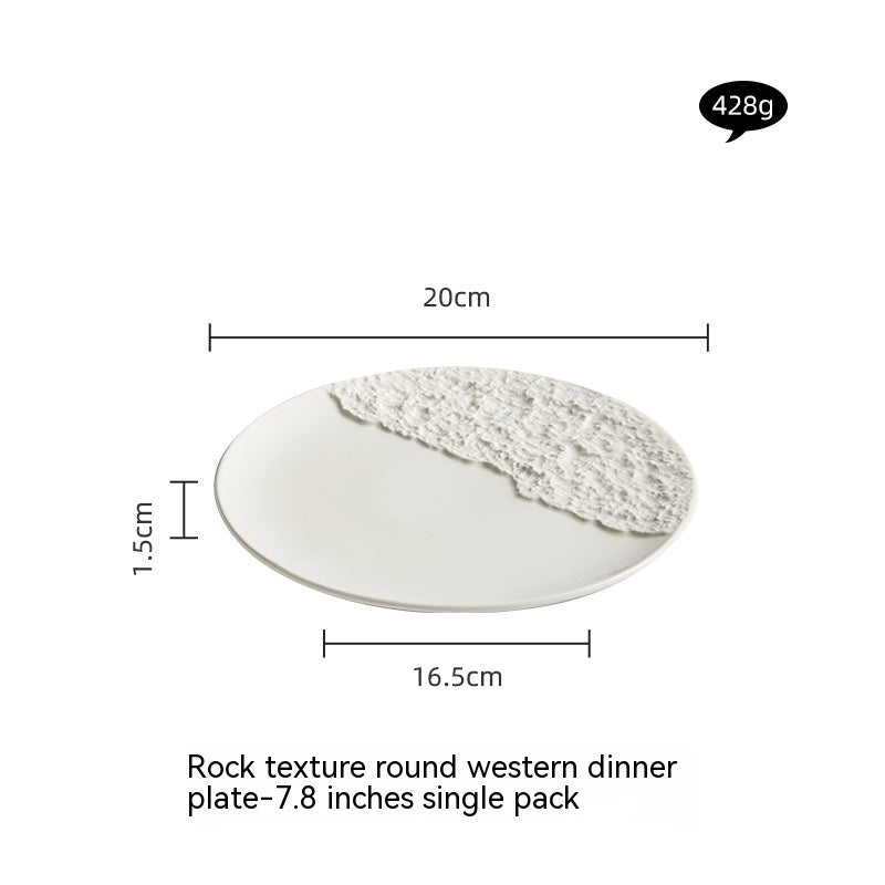 Creative Ceramic White Rock Texture Plate