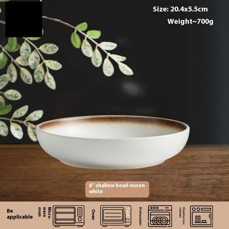 Ceramic Household Tableware Round Deep Plate