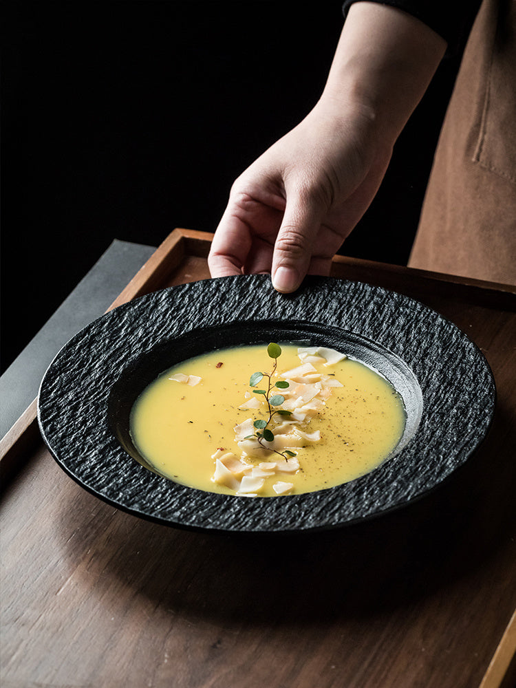 Stone Pattern Soup Ceramic Household Plate