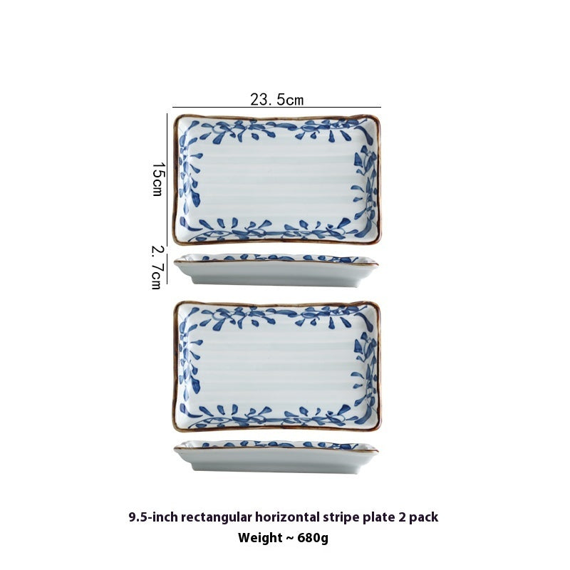 Ceramic Horizontal Long Plate Rectangular Dish Tableware