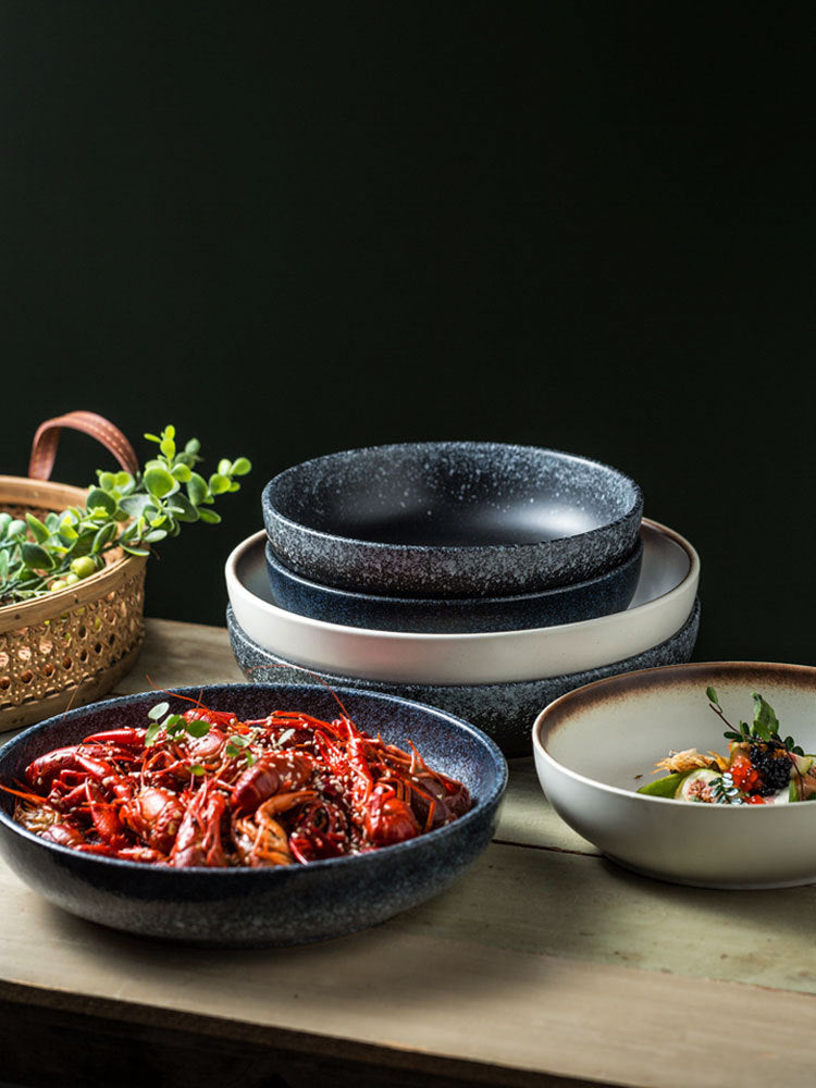 Ceramic Household Tableware Round Deep Plate