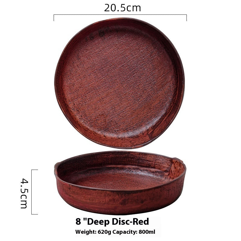 Retro Ceramic Deep Plates Creative Household Plate