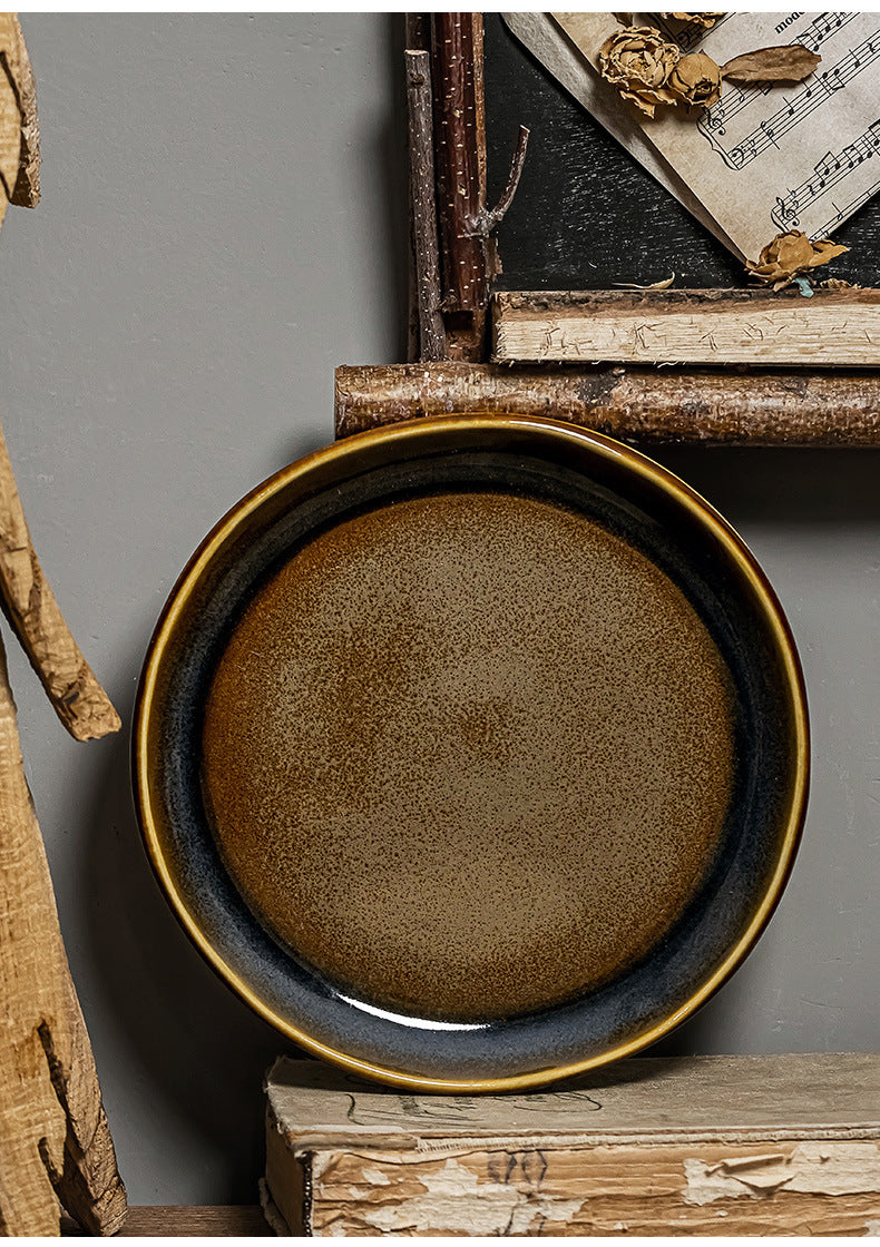 Retro Simple Round Ceramic Plate