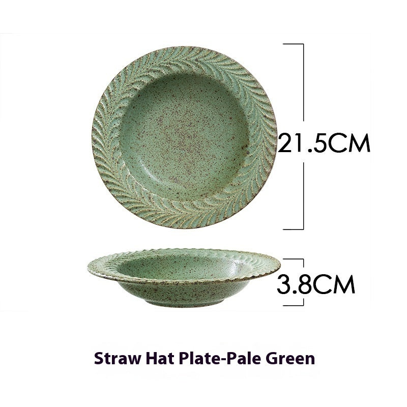 Okrugli keramički tanjur za juhu u retro stilu