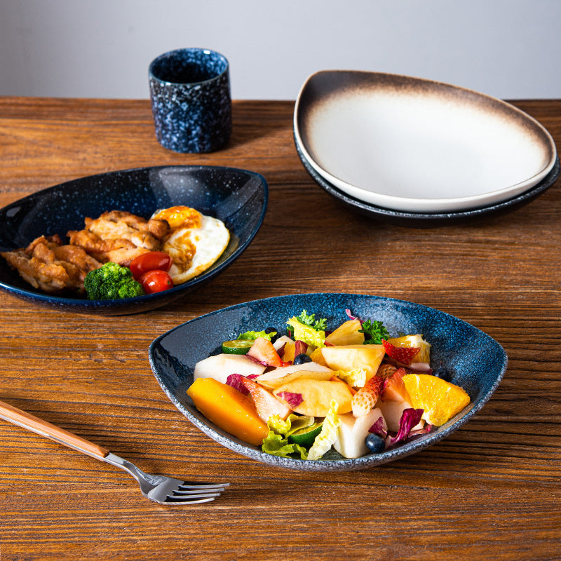Oval Irregular Plate Ceramic Cold Salad Dish