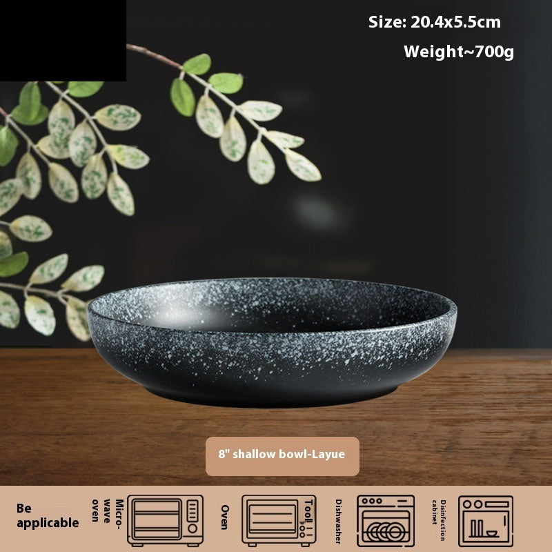 Ceramic Household Tableware Round Deep Plate