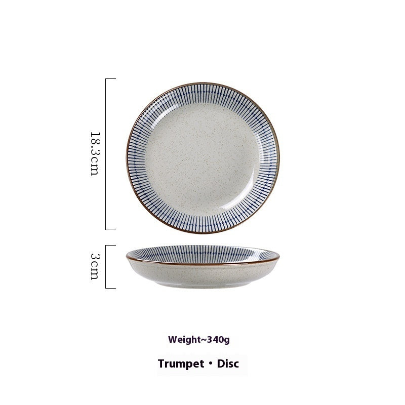 Vintage Ceramic Tableware Hand Painted Underglaze Plate