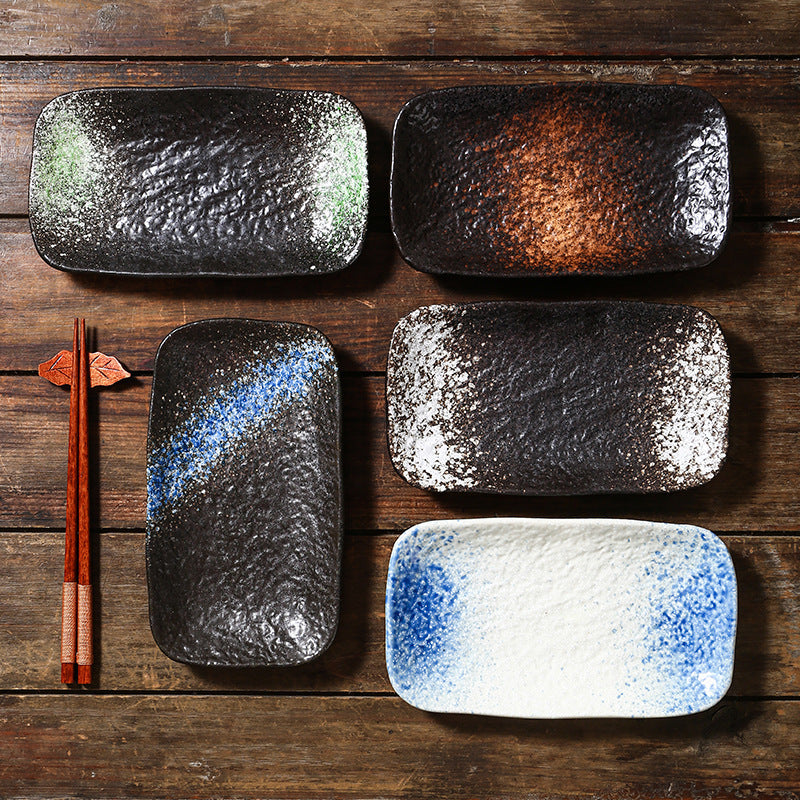 Ceramic Rectangular Stone Pattern Plate