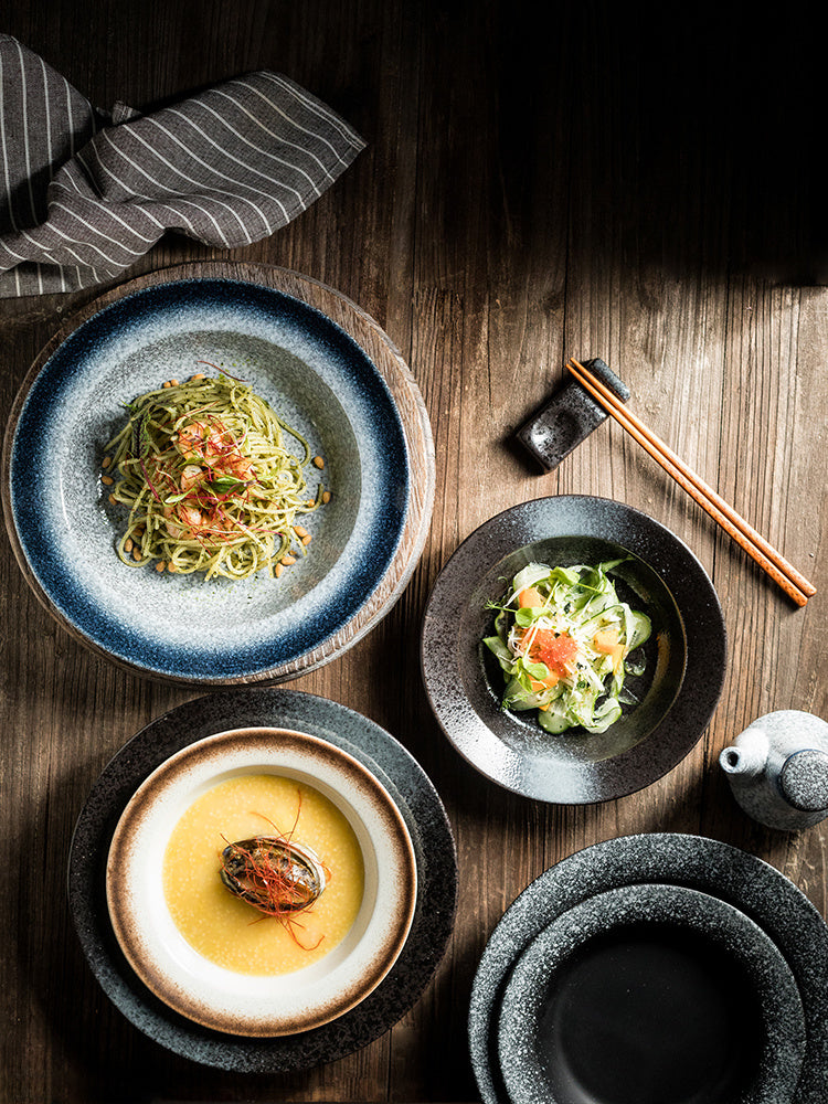 Straw Hat Plate Household Ceramic Flat Plate