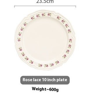 Rose Flat Bowl Home Ceramic Plate
