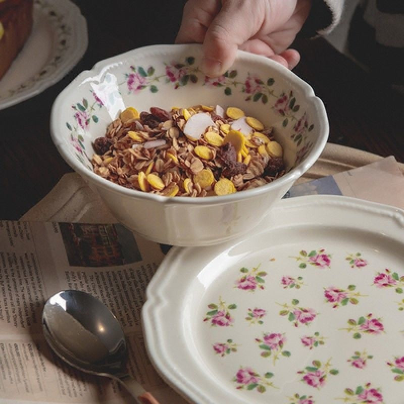 Rose Flat Bowl Home Ceramic Plate