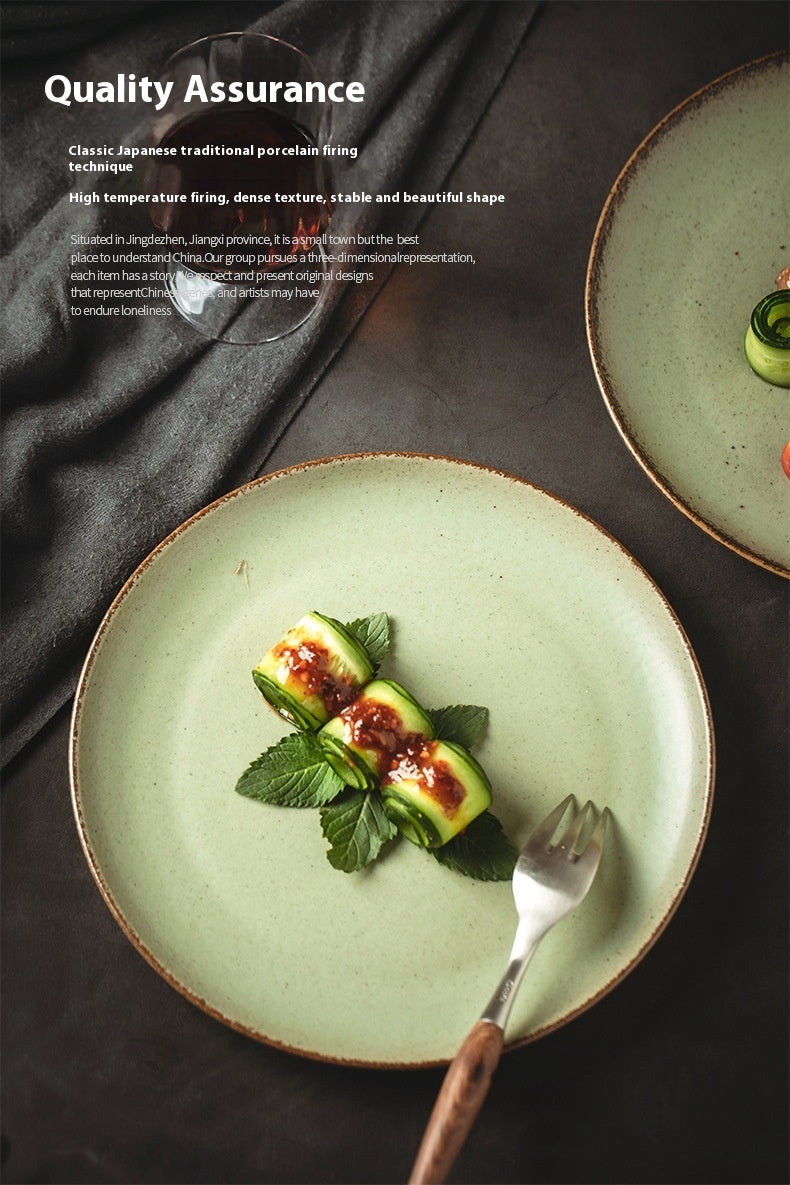 Stoneware Steak Plate Ceramic Western Cuisine Plate Retro Tableware