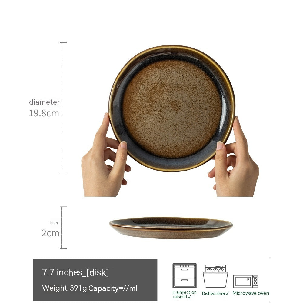 Retro Simple Round Ceramic Plate