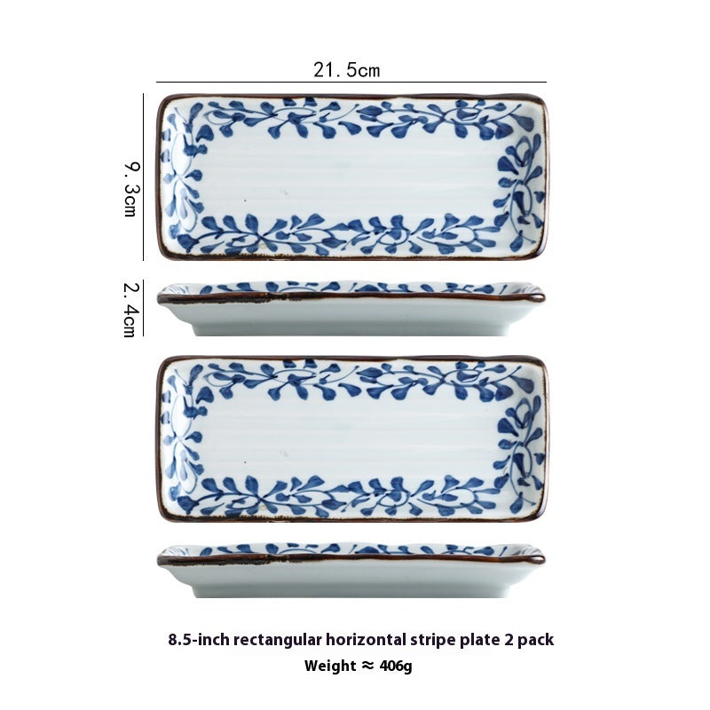 Ceramic Horizontal Long Plate Rectangular Dish Tableware
