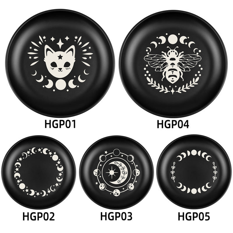 Black Cat Pattern Ceramic Round Plate