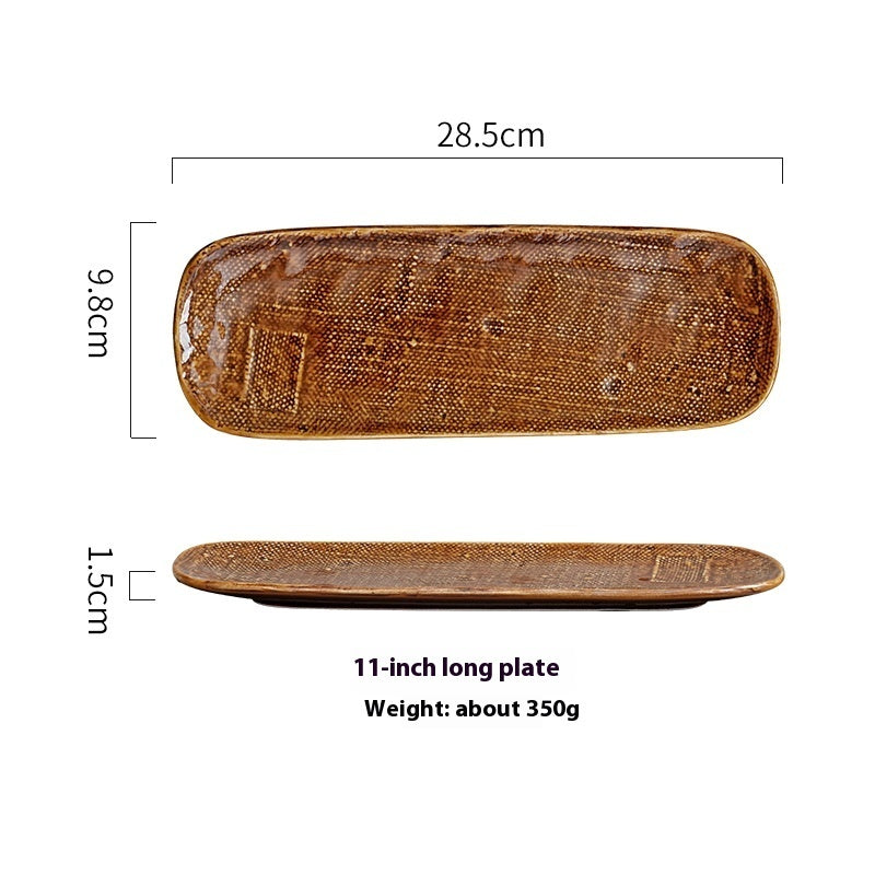 Long Plate Creative Ceramic Underglaze Dish