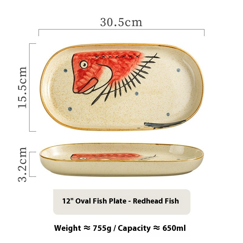 Hand Painted Ceramic Long Oval Plate
