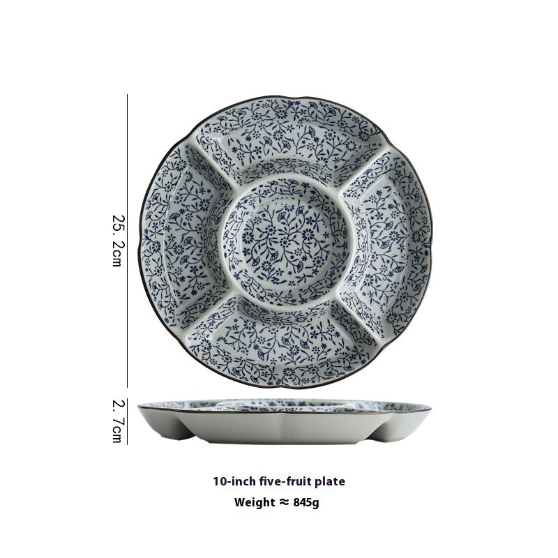 Five-grid Ceramic Restaurant Hotel Plate