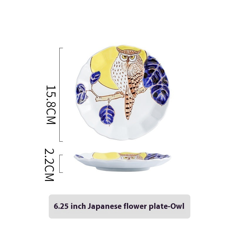Retro Flower Ceramic Round Plate