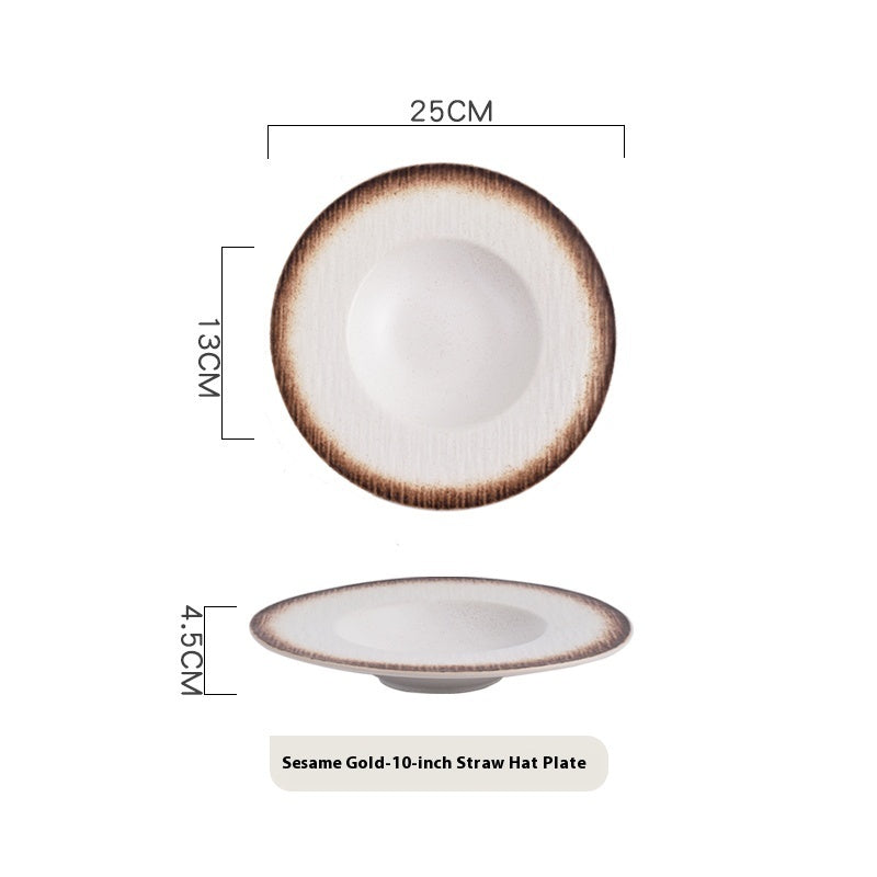 Creative Embossed Black Spaghetti Straw Hat Plate