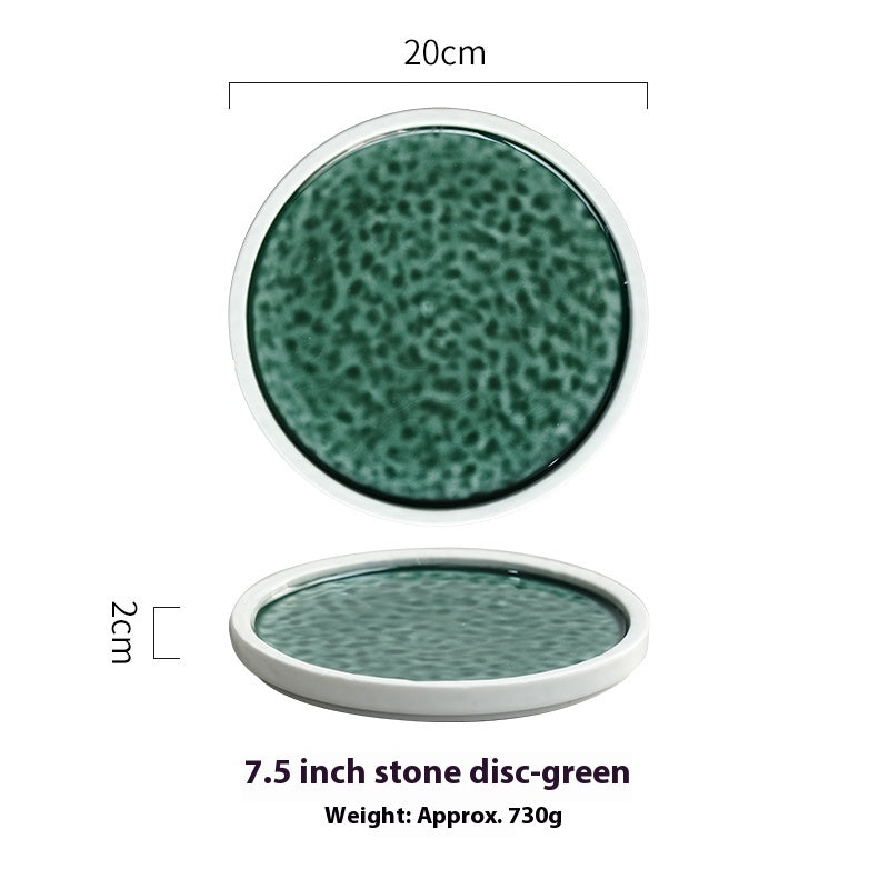 Creative Ceramic Round Plate Retro Large Plate Dish