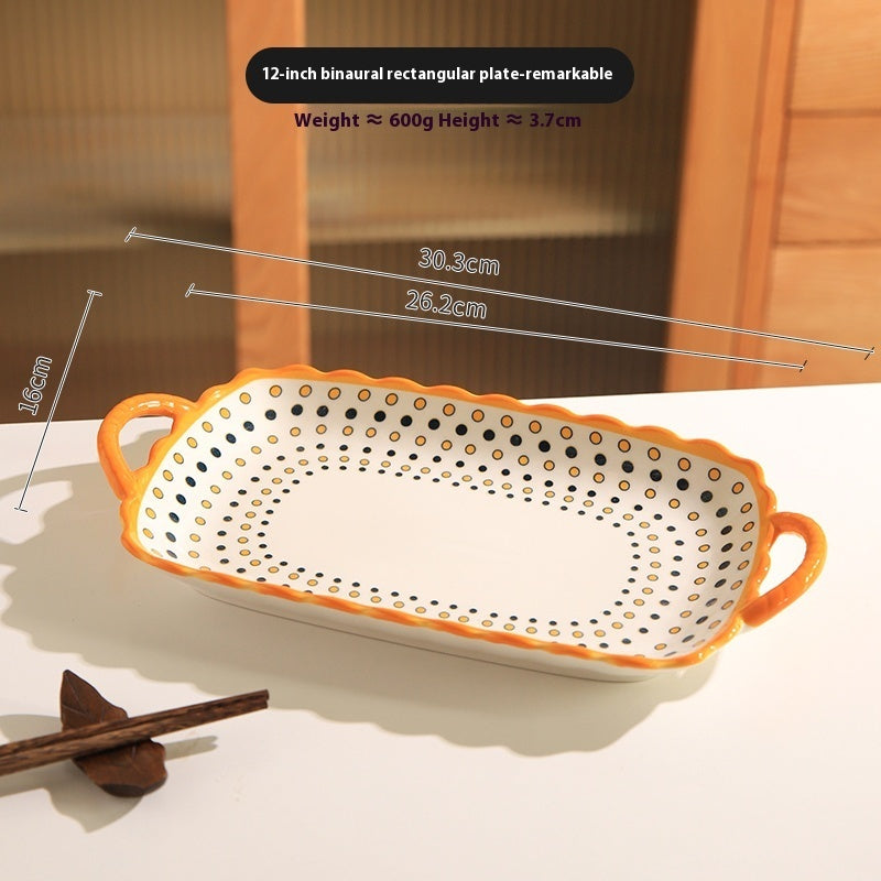 Ceramic Double Handle Plate