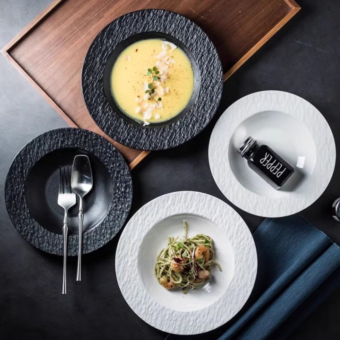 Stone Pattern Soup Ceramic Household Plate