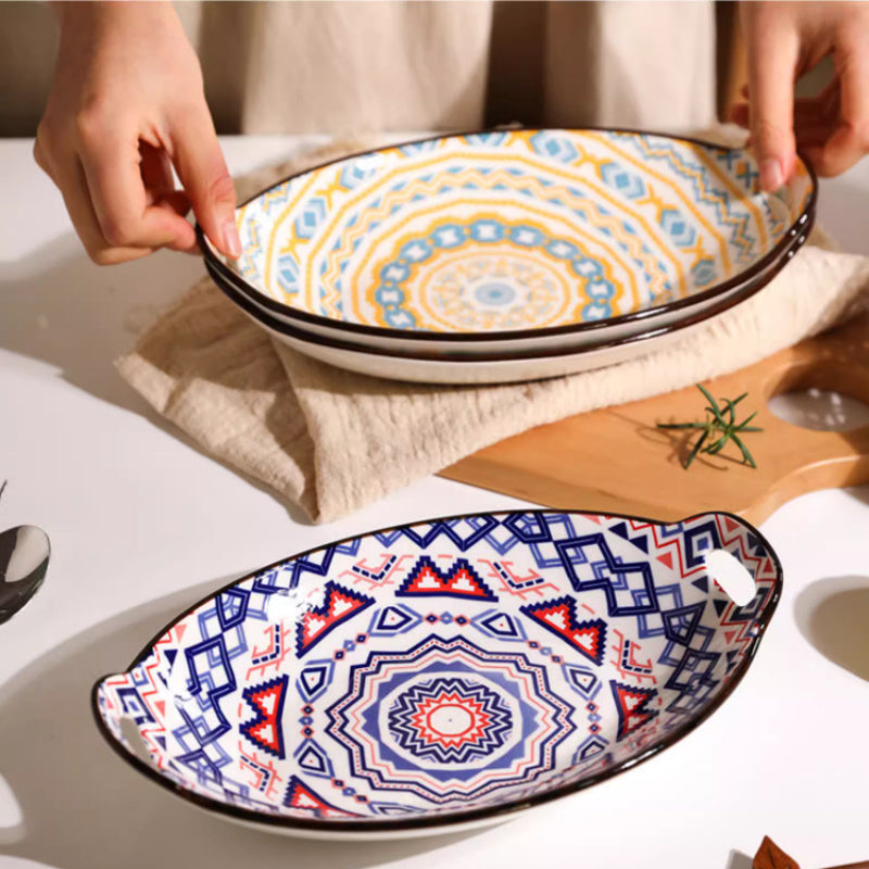 Home Steamed Fish Plate Creative Oval Dish