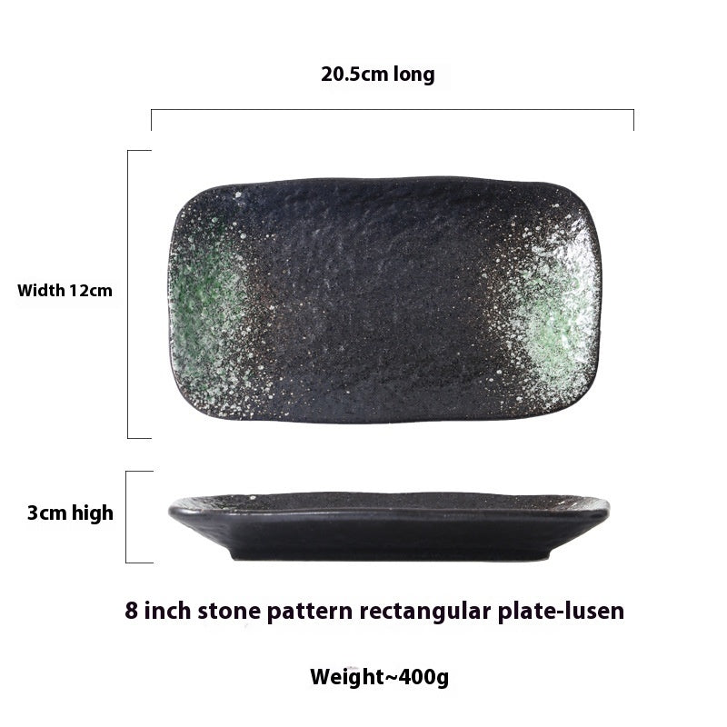 Ceramic Rectangular Stone Pattern Plate
