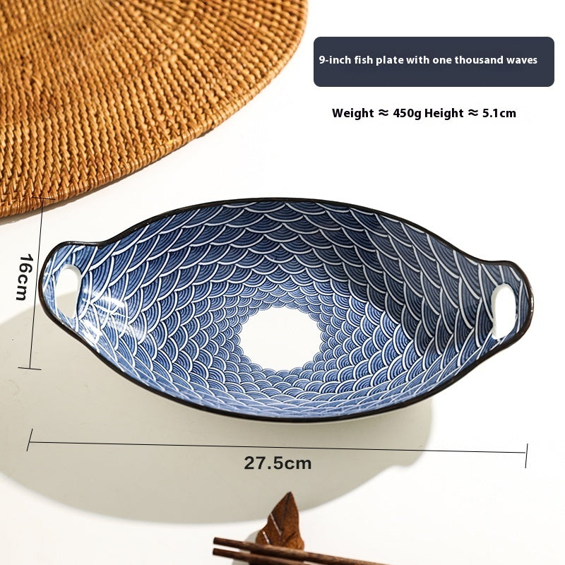 Home Steamed Fish Plate Creative Oval Dish