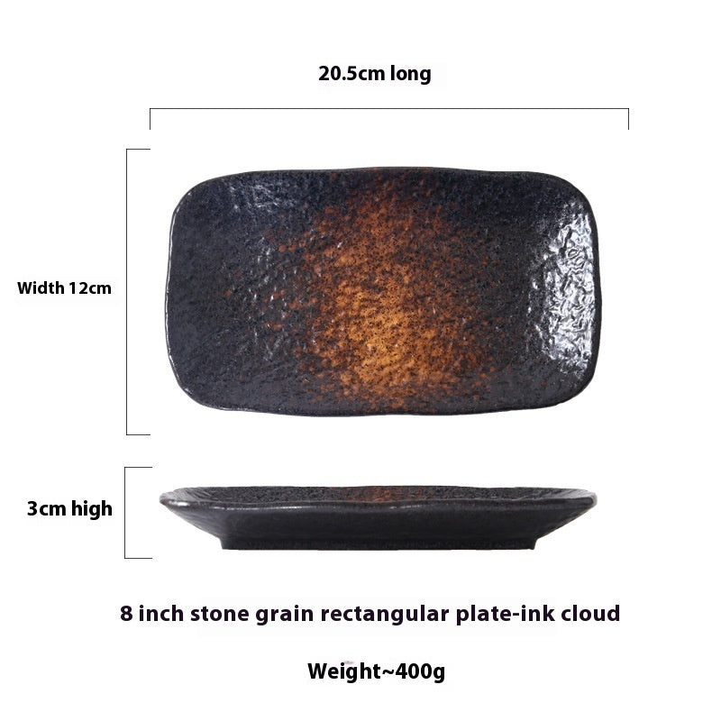Ceramic Rectangular Stone Pattern Plate