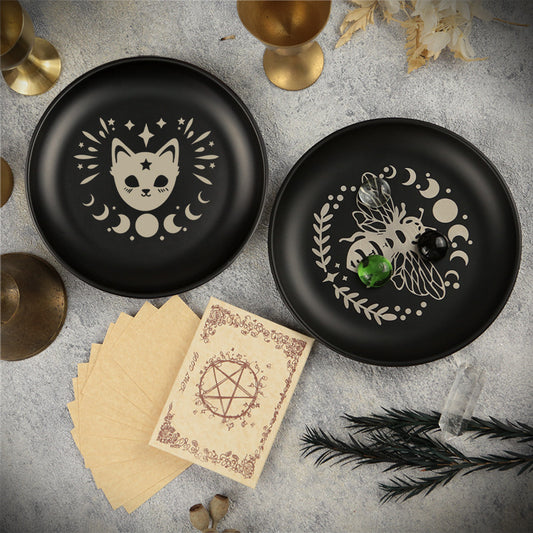 Black Cat Pattern Ceramic Round Plate