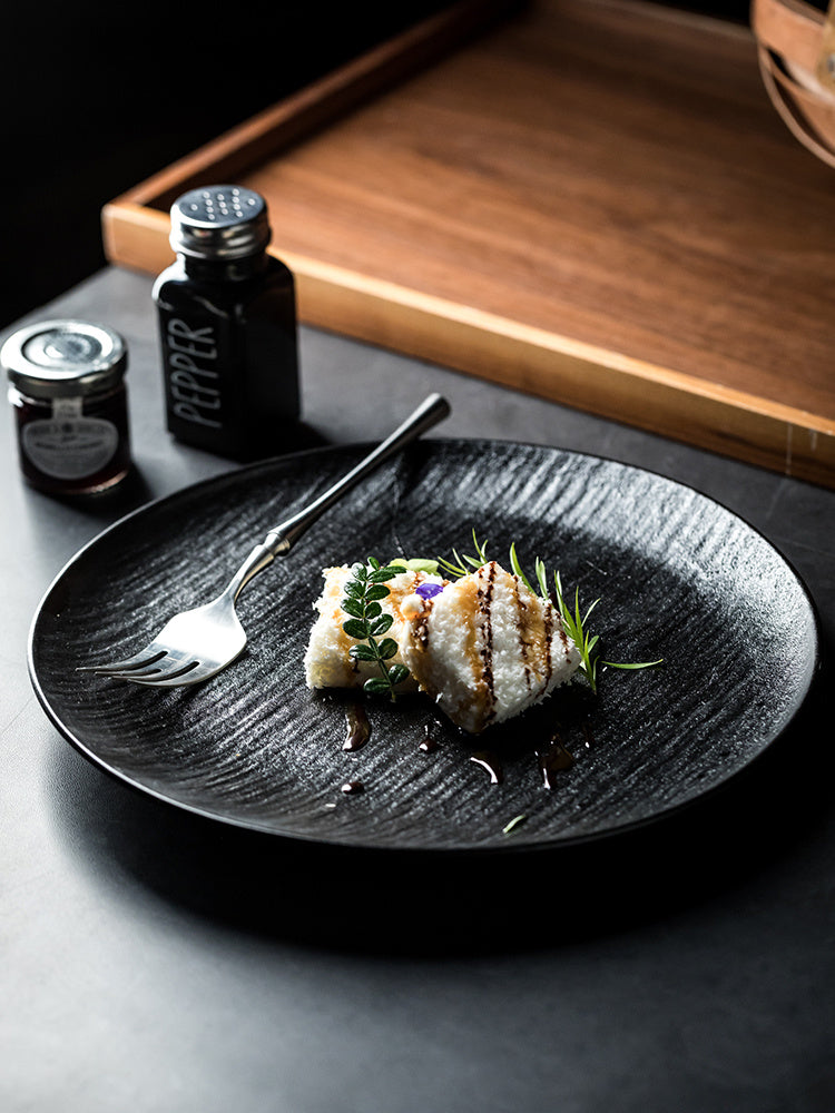 Household Black Ceramic Western Cuisine Plate