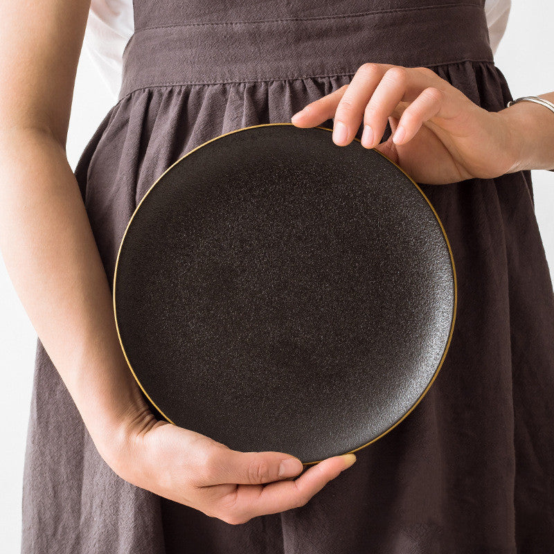 Black Ceramic Tableware Plate Bowl