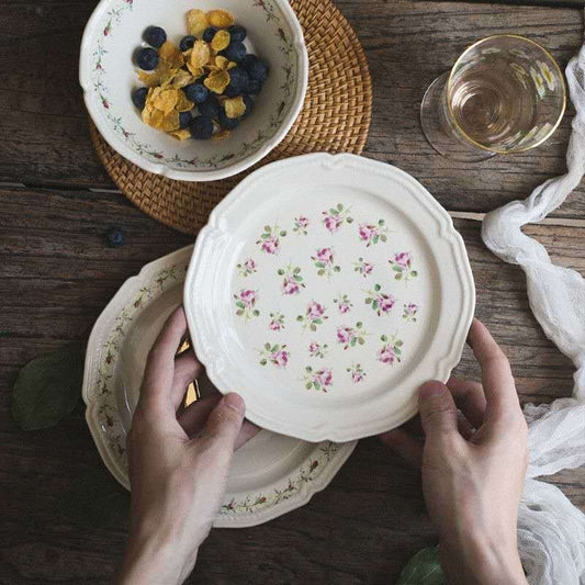 Rose Flat Bowl Home Ceramic Plate