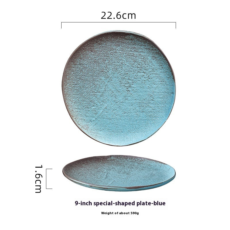 Retro Hand-painted Household Round Ceramic Plate