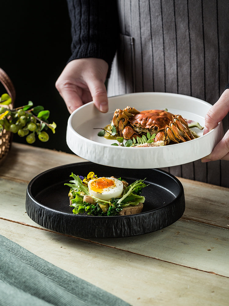 Stone Pattern Deep Tableware Ceramic Plate