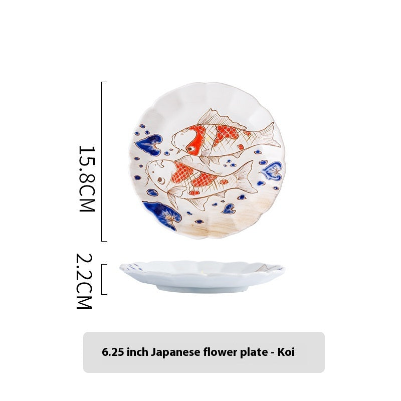 Retro Flower Ceramic Round Plate