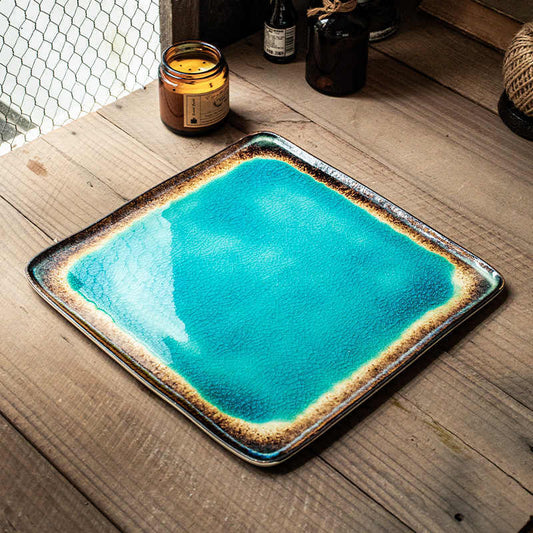 Ocean Blue Ceramic Square Plate