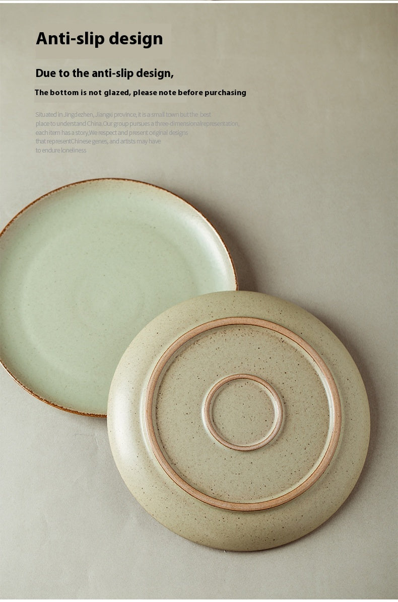 Stoneware Steak Plate Ceramic Western Cuisine Plate Retro Tableware