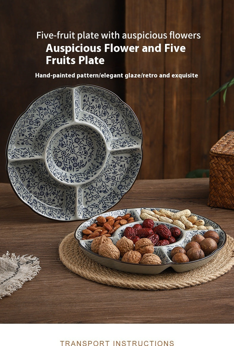 Five-grid Ceramic Restaurant Hotel Plate