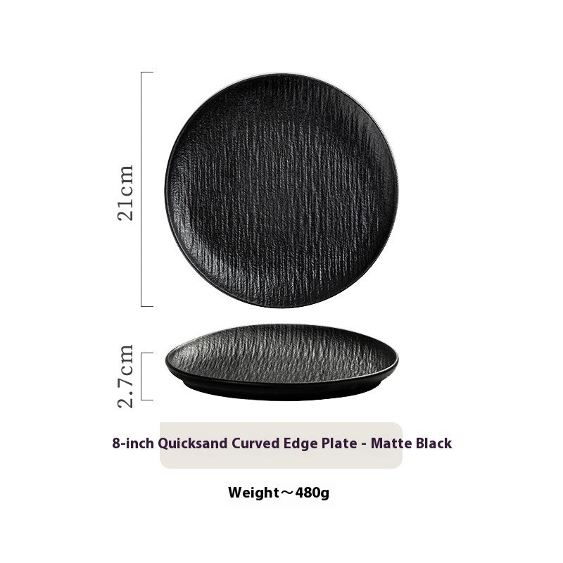 Household Black Ceramic Western Cuisine Plate