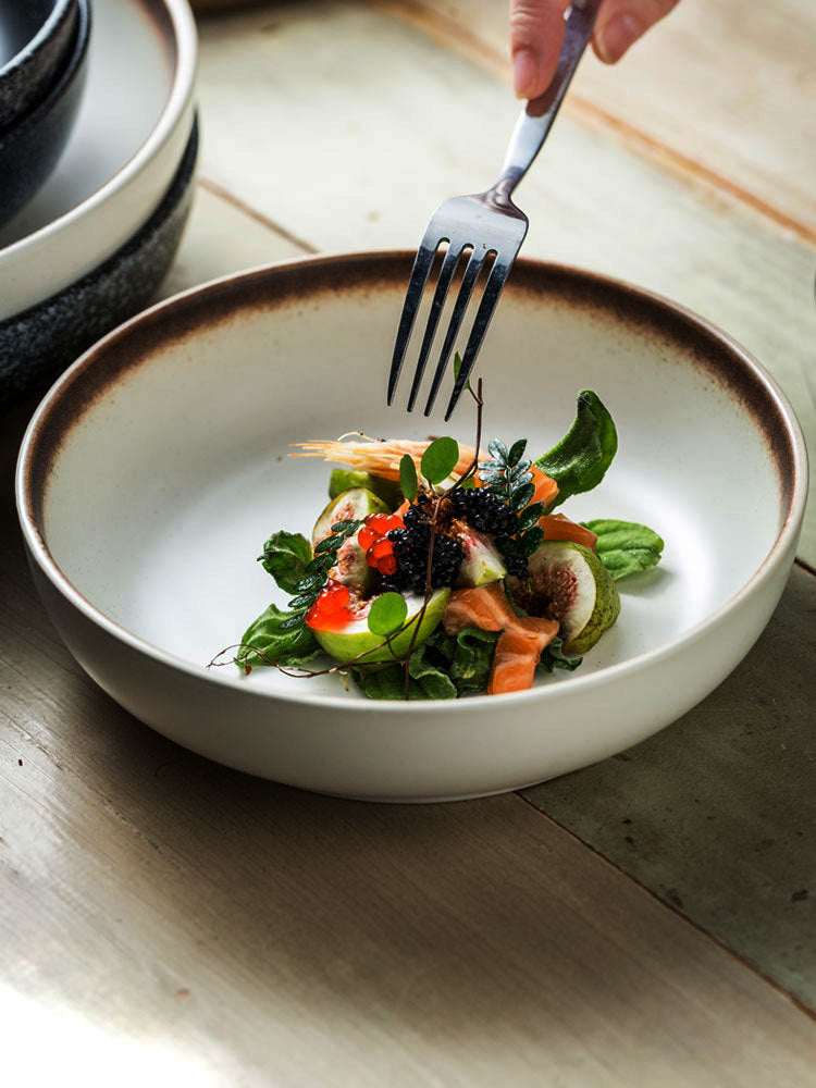 Ceramic Household Tableware Round Deep Plate