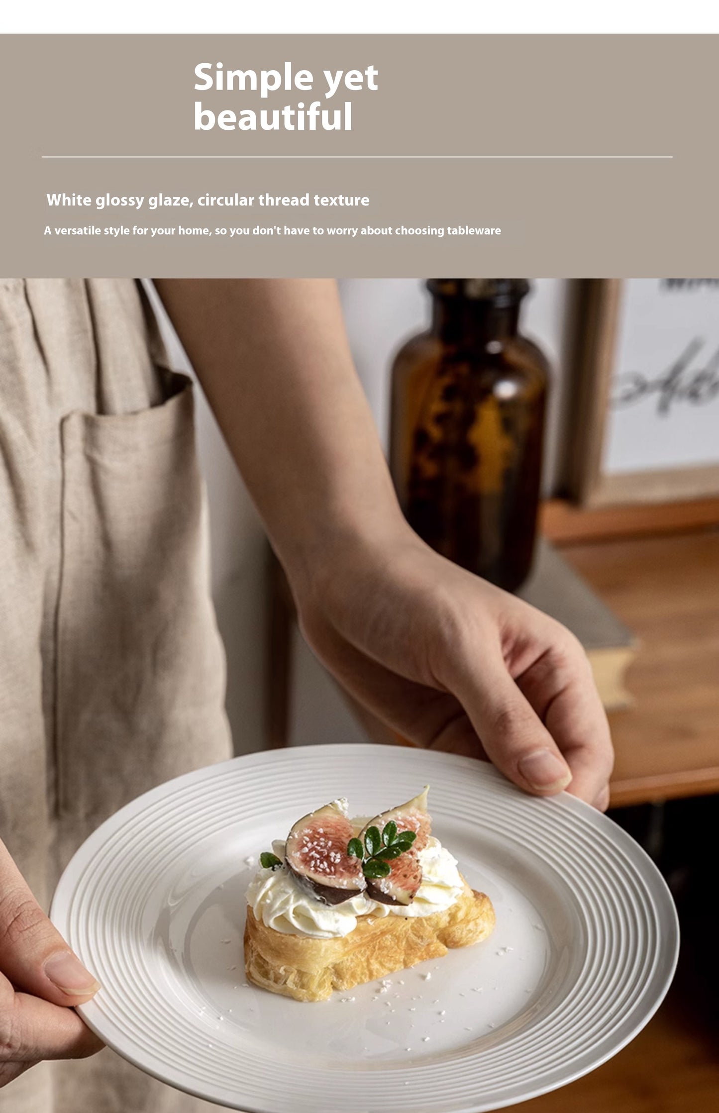 Simple Classic Ceramic Flat Plate Dish