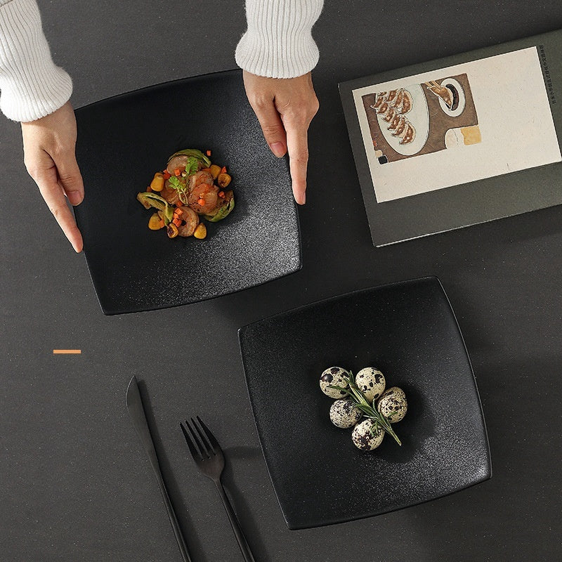 Creative Ceramic Black Square Plate