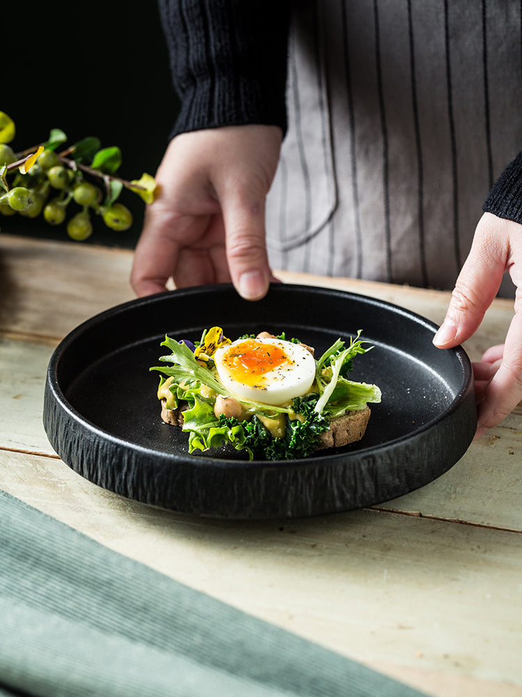 Stone Pattern Deep Tableware Ceramic Plate